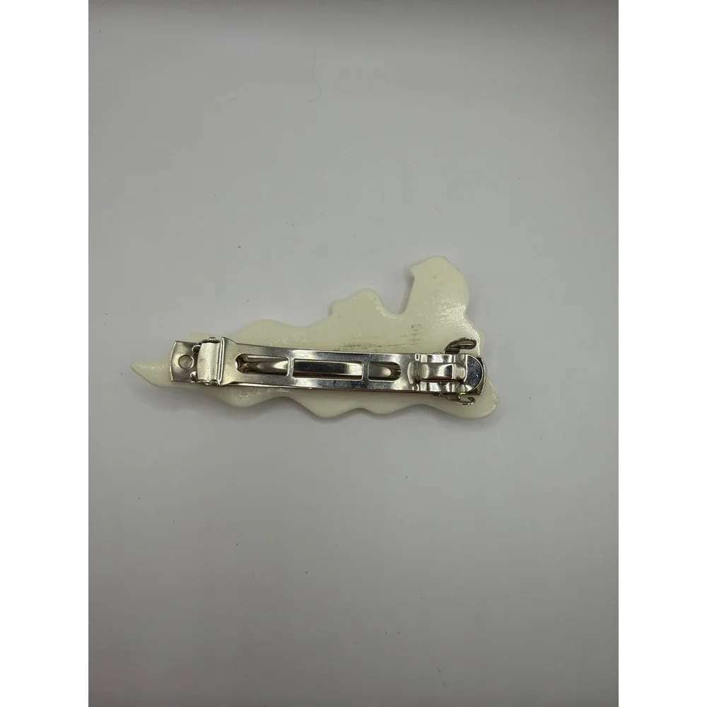 VTG 80s Ghost Hair Clip French Barrette Cream White Halloween Accessory‎